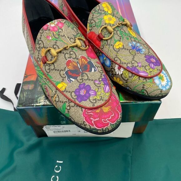 SOLD!!!!!!!!Women’s Gucci new Jordaan GG Supreme Loafers size 37.5 made in Italy - Picture 10 of 10